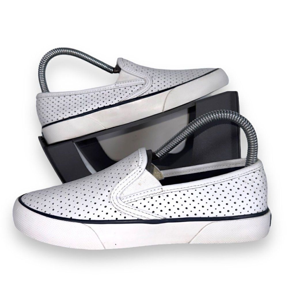 Sperry Top-Sider Pier Side Leather Slip-on Shoes White STS80176 Women's 6M‎